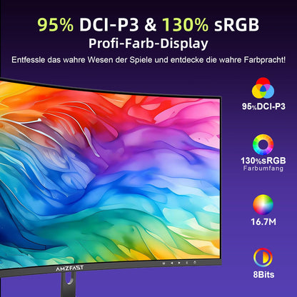 Amzfast AMZG34C5Q Curved Gaming Monitor - 34 Zoll 165Hz QHD