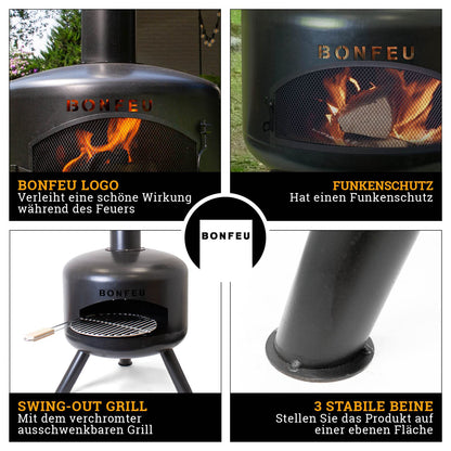 BonFeu BonGiro outdoor Terrassenofen Feuersäule - schwarz