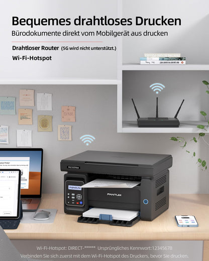PANTUM M6500NW Mono-Laserdrucker Multifunktionsgerät - Schwarz Weiss