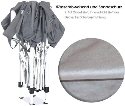 ISE Faltpavillon 3x3m mit Seitenwänden UV-Schutz 50+ – Grau