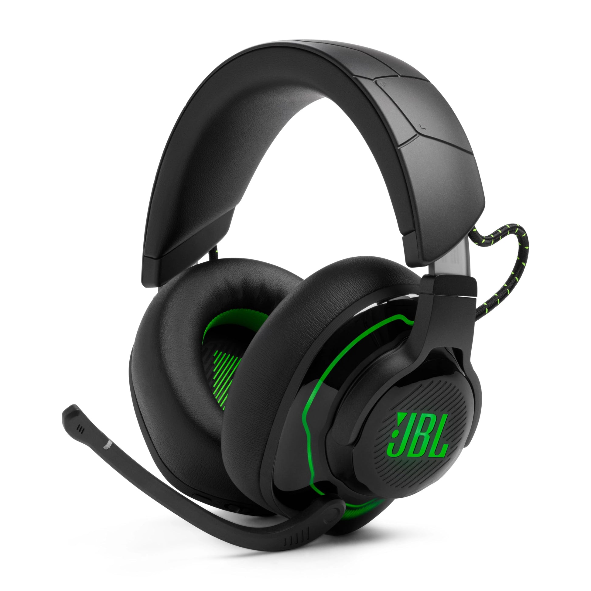 JBL Quantum 910X Over-Ear Gaming Kopfhörer - Xbox, Schwarz. Bietet räumlichen Gaming-Sound und Sprachkommunikation für Xbox-Konsolen.