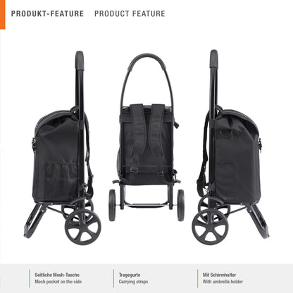 Meister 6816850 Einkaufstrolley Rucksack – 45L Black Edition