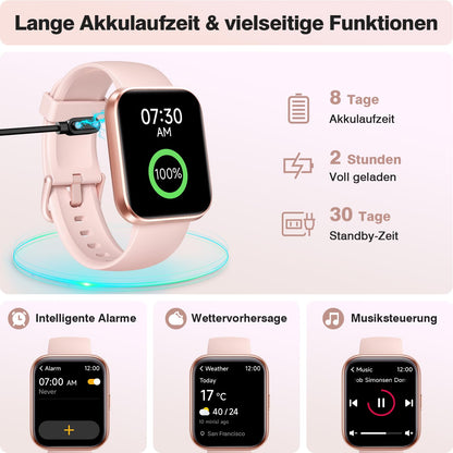 aeac Smartwatch Damen mit Telefonfunktion, 1,85-Zoll-HD-Display