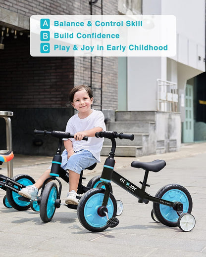 UBRAVOO Fit 'n Joy 4-in-1 Laufrad mit Pedalen und Stützrädern, Blau
