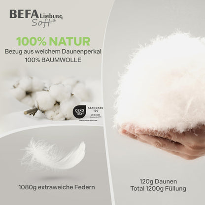 BEFA SOFT Daunendecke Ganzjahr Feder-/Daunenbett 90/10 - 135x200 cm