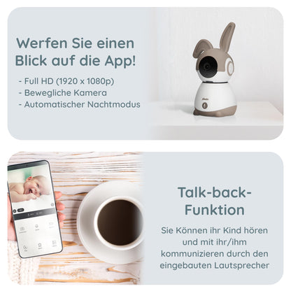 Alecto SMARTBABY10BE Video Babyphone – WLAN, Weiss/Beige