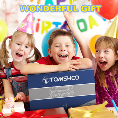 TOMSHOO Inline Skates, verstellbar, LED-Rollen, Blau, Grösse M