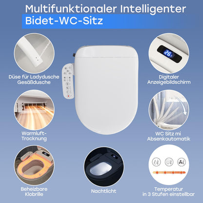 **Komfort Smart Dusch WC Sitz - Elektrisch, Bidet, Warmluft**