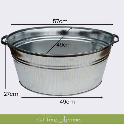 Storm's Gartenzaubereien Zinkwanne oval 40 Liter mit Griffen