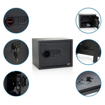 hjh OFFICE COMPACT Safe – Elektronisches Zahlenschloss, Schwarz