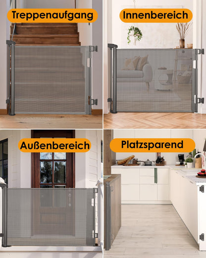 derimkcoa Treppenschutzgitter ausziehbar 0-140 cm, Grau