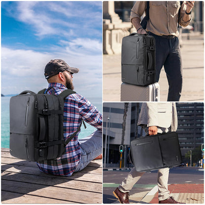 TravelGo Vakuum Laptop Backpack 46L – Handgepäck Rucksack Schwarz