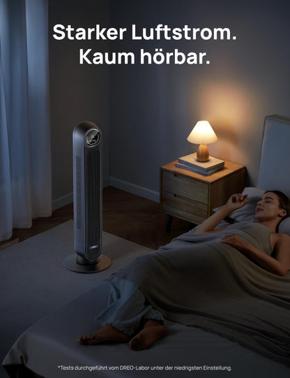 Dreo Nomad One S Turmventilator, App, 90° Oszillation, schwarz