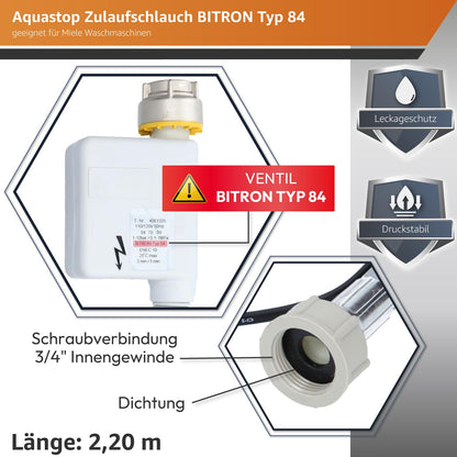 Kenekos Aquastop Zulaufschlauch BITRON Typ 84 - 2.2m für Miele