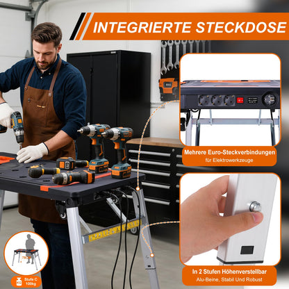 TLGREEN 7-in-1 Werkbank klappbar, höhenverstellbar, bis 200 kg