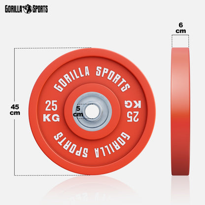 GORILLA SPORTS Bumper Plate 50mm gummiert Hantelscheibe einzeln