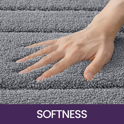 DEXI Badteppich rutschfest für Badezimmer – Grau, 61x152 cm