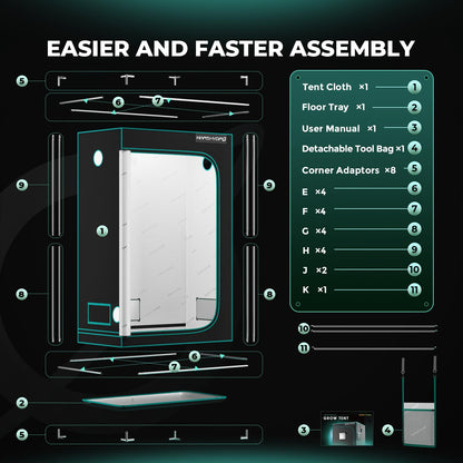 MARS HYDRO Growzelt Indoor Zuchtzelt – 120x60x180cm