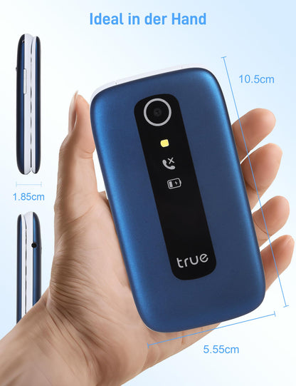 TRUE S70 Seniorenhandy Klapphandy mit SOS-Notruftaste, Blau