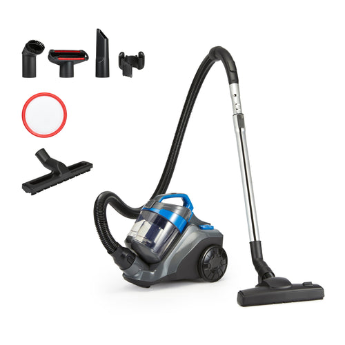 Amazon Basics Bodenstaubsauger beutellos 850 W HEPA-Filter 1,7 L in Schwarz und Blau für Teppich und Hartböden