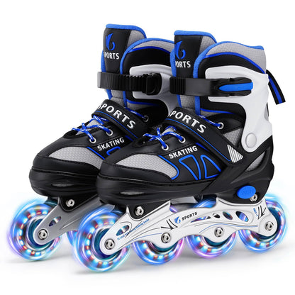 Ylaide Inline Skates Kinder, verstellbar, leuchtende Rollen, Gr. 32–36 mit Vorderradbremse