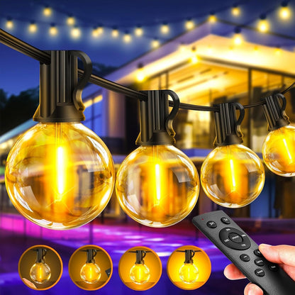 Light-Brightly LED Lichterkette aussen, 60 m, dimmbar, warmweiss – G40 Leuchtmittel, Beleuchtung für Garten und Balkon
