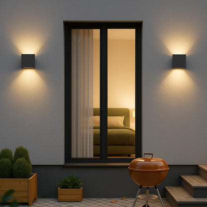 Homefire LED Wandleuchte Up Down Aussen/Innen 4er Set, Schwarz 3000K