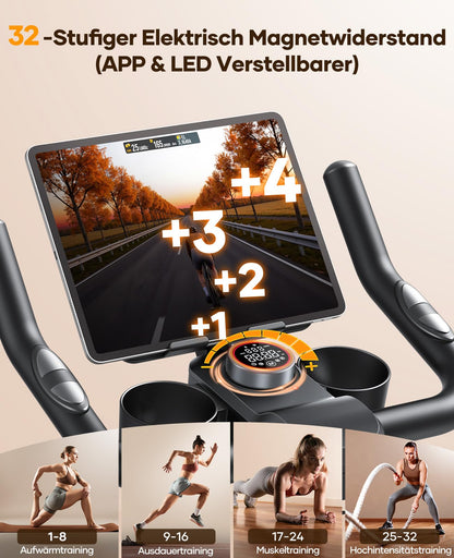 Toputure Heimtrainer Fahrrad TEB5 mit LED-Touchscreen und App