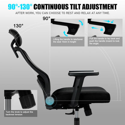 Milacyee Ergonomie Bürostuhl Drehstuhl Mesh – Schwarz