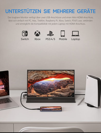ARZOPA Tragbarer Monitor - 15.6 Zoll 1080 Full HD HDR