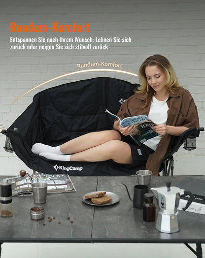 KingCamp Camping Sofa Faltbar 2 Sitzer - Gepolstert Hochlehner
