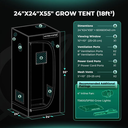 MARS HYDRO Growzelt 60x60x140cm - Mylar Indoor Hydrokultur