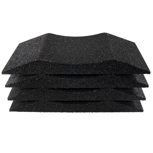HASKYY Reifenschoner Set. Schwarze, gebogene Unterlagen beugen Abplattungen vor. Ideal zur Langzeitlagerung von Fahrzeugreifen.