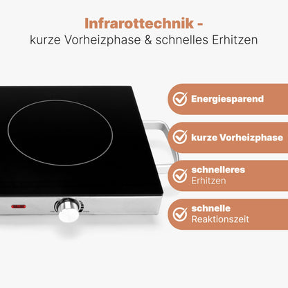 ProfiCook PC-DKP 1211 Infrarot-Doppelkochplatte Glaskeramik 2800 W