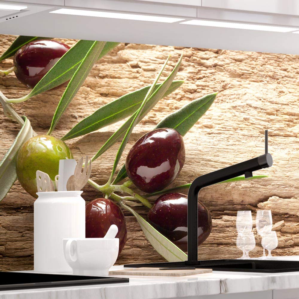 StickerProfis Selbstklebe-Küchenrückwand OLIVEN 1.5mm 60x280cm. Rechteckig, dekorativ. Schützt Küchenwände effektiv vor Spritzern.