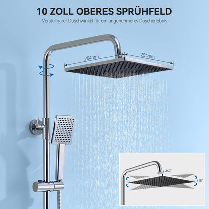 Auralum Thermostat Duschsystem mit Verbrühschutz – 25x25cm Regendusche