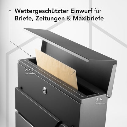 NewHabitat Wandbriefkasten Anthrazit Zeitungsfach – personalisiert