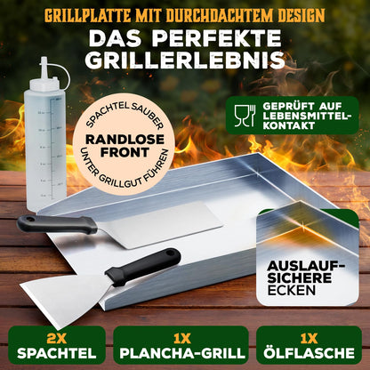 Blumtal Plancha Grill Set Gasgrill - 30x40 cm Edelstahl