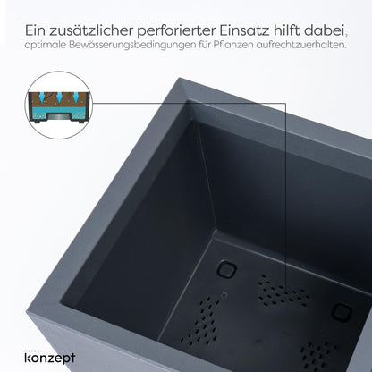 KONZEPT Pflanzkübel auf Rollen 40x40x40 cm anthrazit Beton-Optik