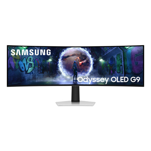 Samsung Odyssey OLED G9 G93SD Gaming Monitor. 49 Zoll, schwarz, curved. OLED-Technologie für immersives Gaming mit 240 Hz.