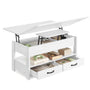 VASAGLE Couchtisch LCT254W02, höhenverstellbar, schneeweiss, mit Lift-Top-Platte