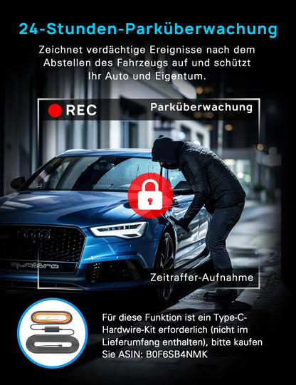 Navycrest Q7 Dashcam Auto vorne hinten, 4K+1080P mit 5GHz WiFi