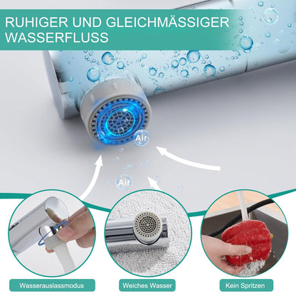 DETBOM Waschtischarmatur ausziehbare Brause Einhebelmischer Chrom