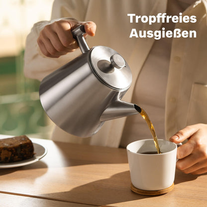 SILBERTHAL Teekanne Edelstahl doppelwandig mit Siebeinsatz 1 L silber