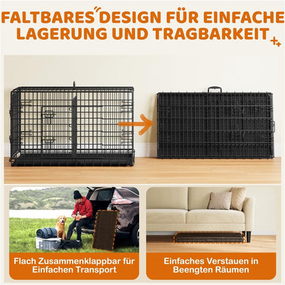 Yaheetech Hundekäfig klappbar XL mit Trennwand – Schwarz