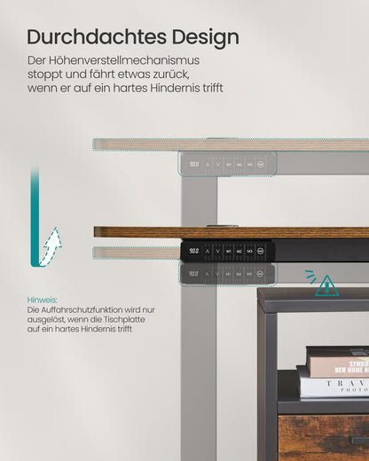 SONGMICS Schreibtisch elektrisch LSD016X01 - Vintagebraun