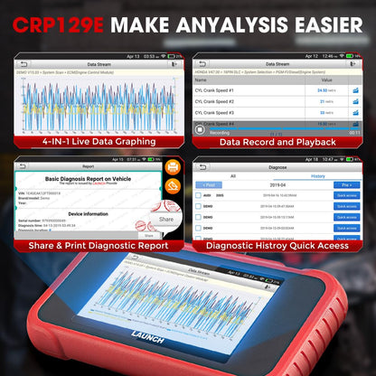 LAUNCH CRP129E Kfz Diagnosegerät – 4 Systeme, 5 Funktionen