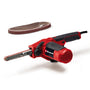 Einhell Elektrische Bandfeile TC-BF 500 E – 500 Watt. Rotes, schmales Handgerät zum präzisen Materialabtrag in engen Bereichen.