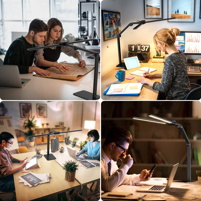 KableRika Doppelkopf LED Schreibtischleuchte Dimmbar - Schwarz