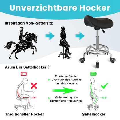YEEZEE Sattelhocker ergonomisch, höhenverstellbar mit Rollen, schwarz